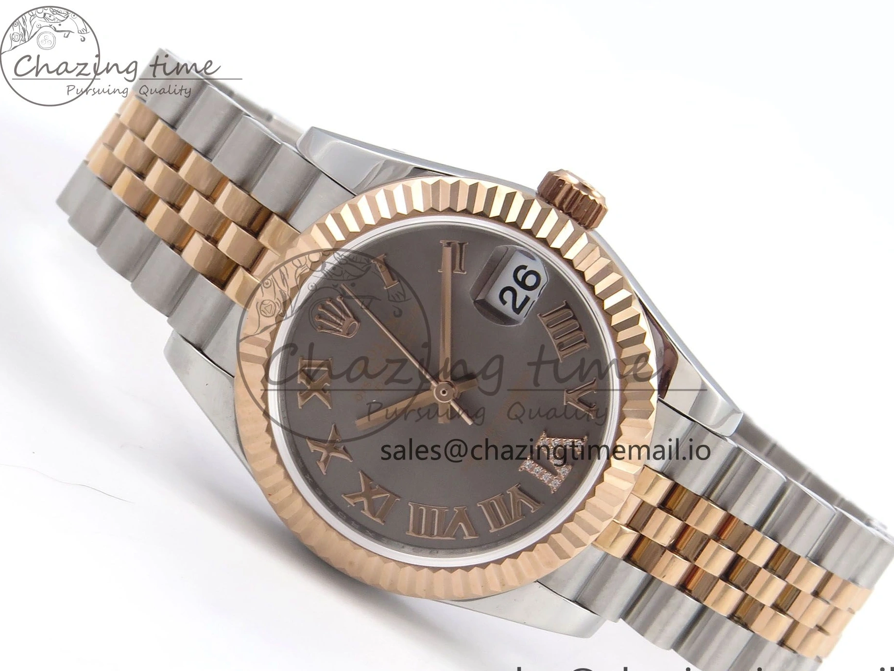 MiroTime 0401 Popular DateJust 31 278271 SS RG GMF 1:1 Best Edition 904L Steel Gray Roman Diamonds Dial on Jubilee Bracelet A 1165